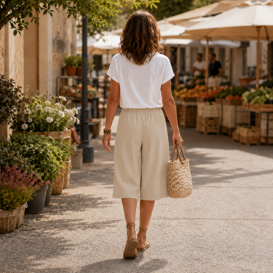 Calaya Wide Leg Drawstring Pants for Women, Lightweight Summer Pull On Bottoms - Elena Harper