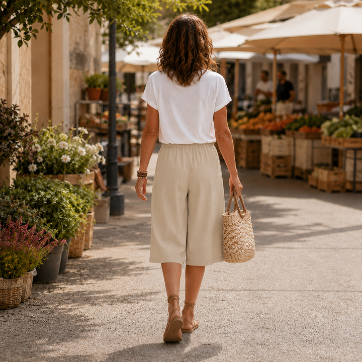 Calaya Wide Leg Drawstring Pants for Women, Lightweight Summer Pull On Bottoms - Elena Harper