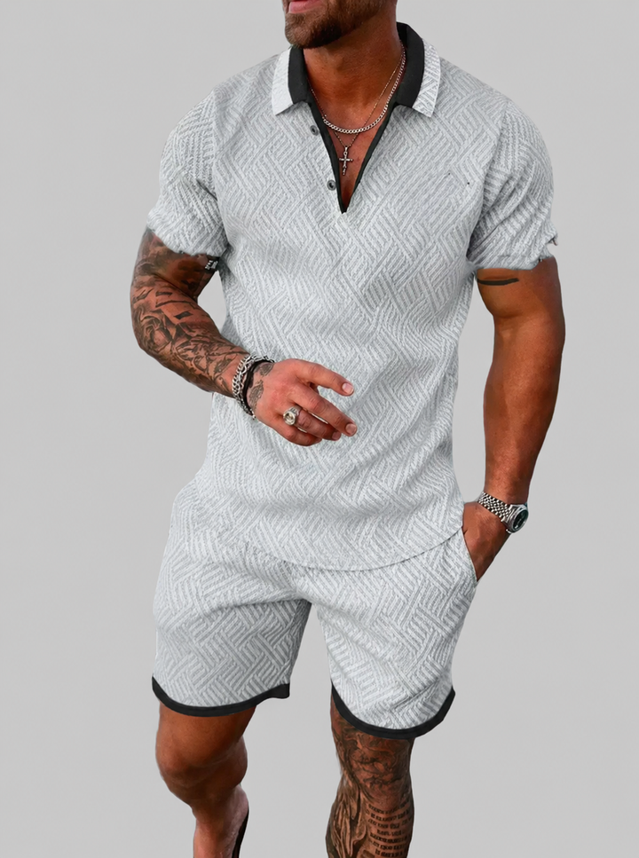 Men's Slim Fit Set – Casual for Summer Use, With Short Sleeves and Zipper