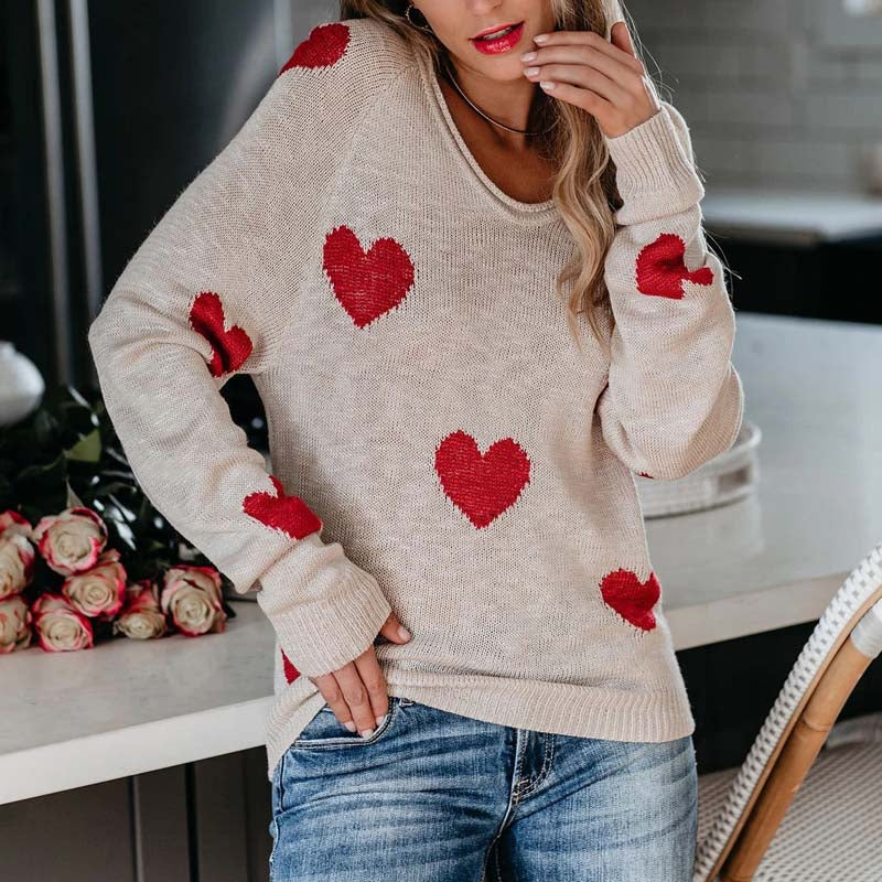 Heart Pattern Knit Pullover