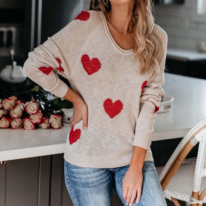 Heart Pattern Knit Pullover