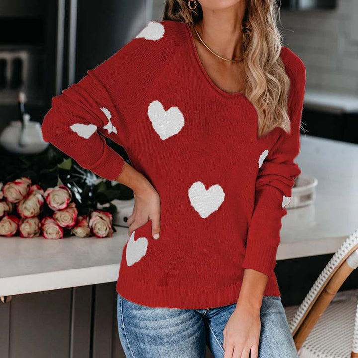 Heart Pattern Knit Pullover