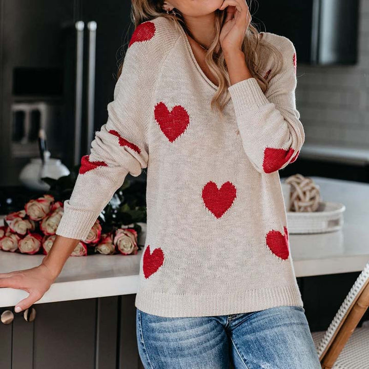 Heart Pattern Knit Pullover