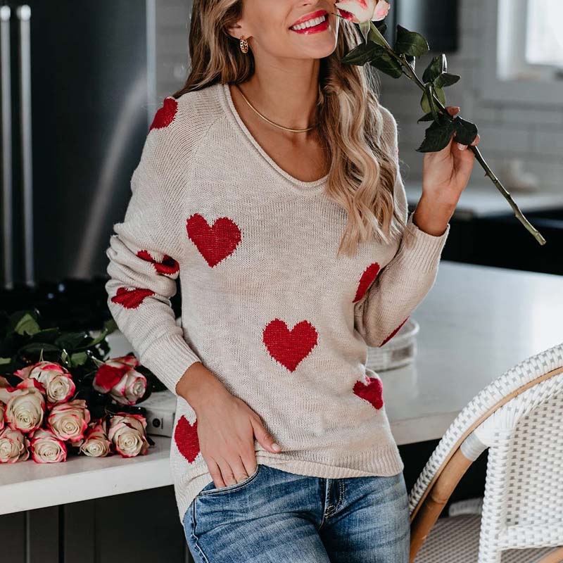 Heart Pattern Knit Pullover