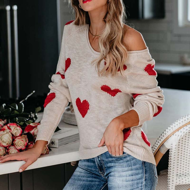 Heart Pattern Knit Pullover