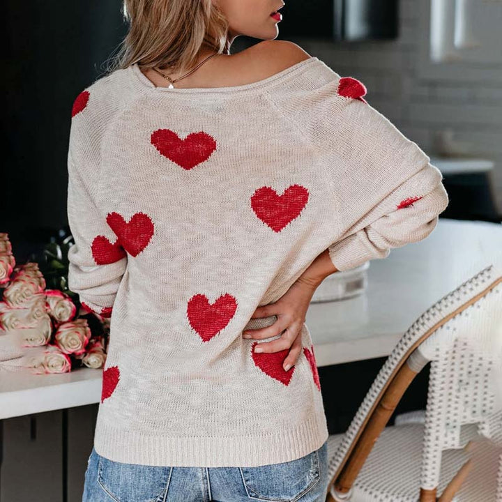 Heart Pattern Knit Pullover