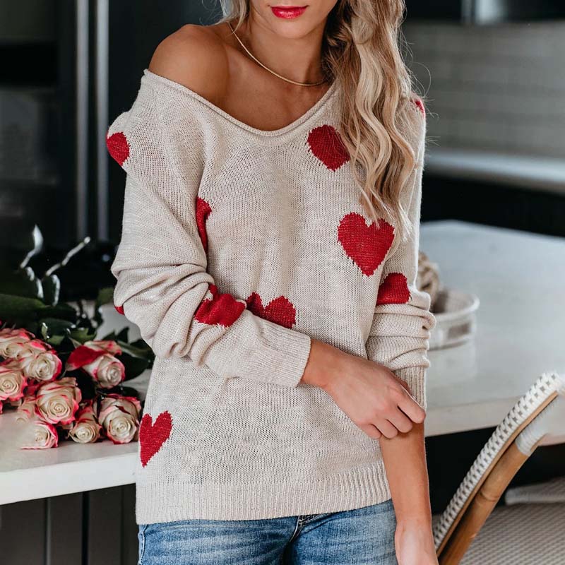Heart Pattern Knit Pullover