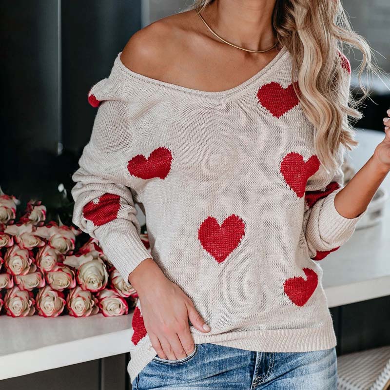 Heart Pattern Knit Pullover