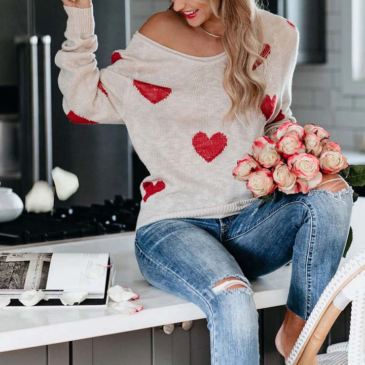 Heart Pattern Knit Pullover