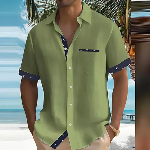 Men's Short Sleeve Summer Shirt Lightweight & Breathable - Elena Harper