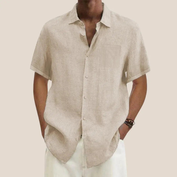 Men's Short Sleeve Button-Up Shirt with Classic Collar, view 5 - Elena Harper