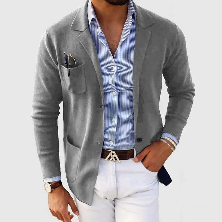 Knitted Cardigan with Lapel Collar for Men