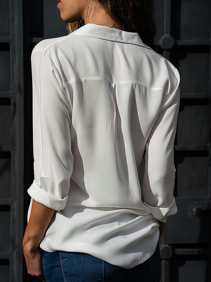 Loose Women's Blouse with Button Placket