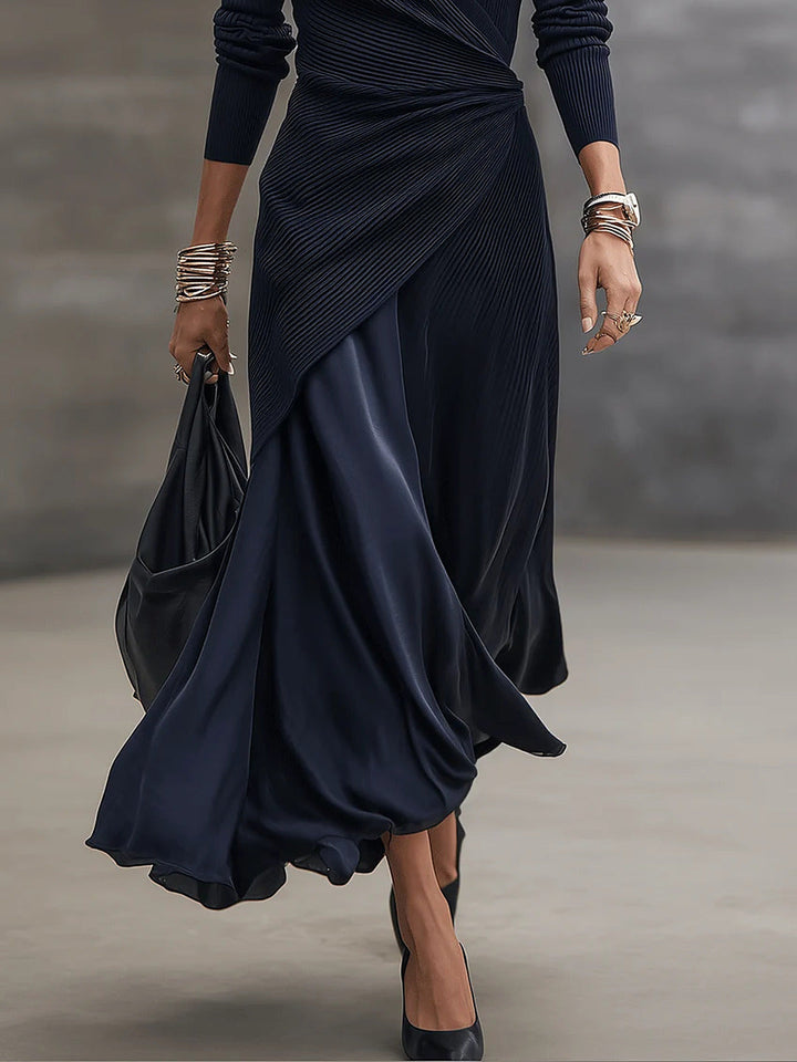 Women's Wrap Dress with Satin Skirt