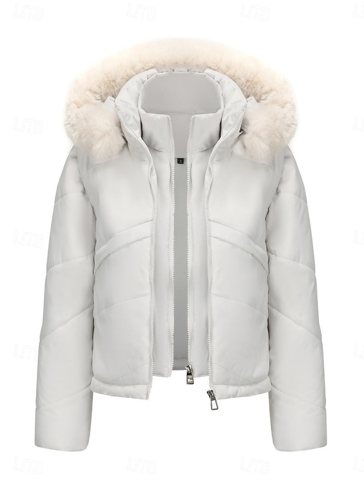 Short Women's Parka with Removable Hood - Warm and Practical