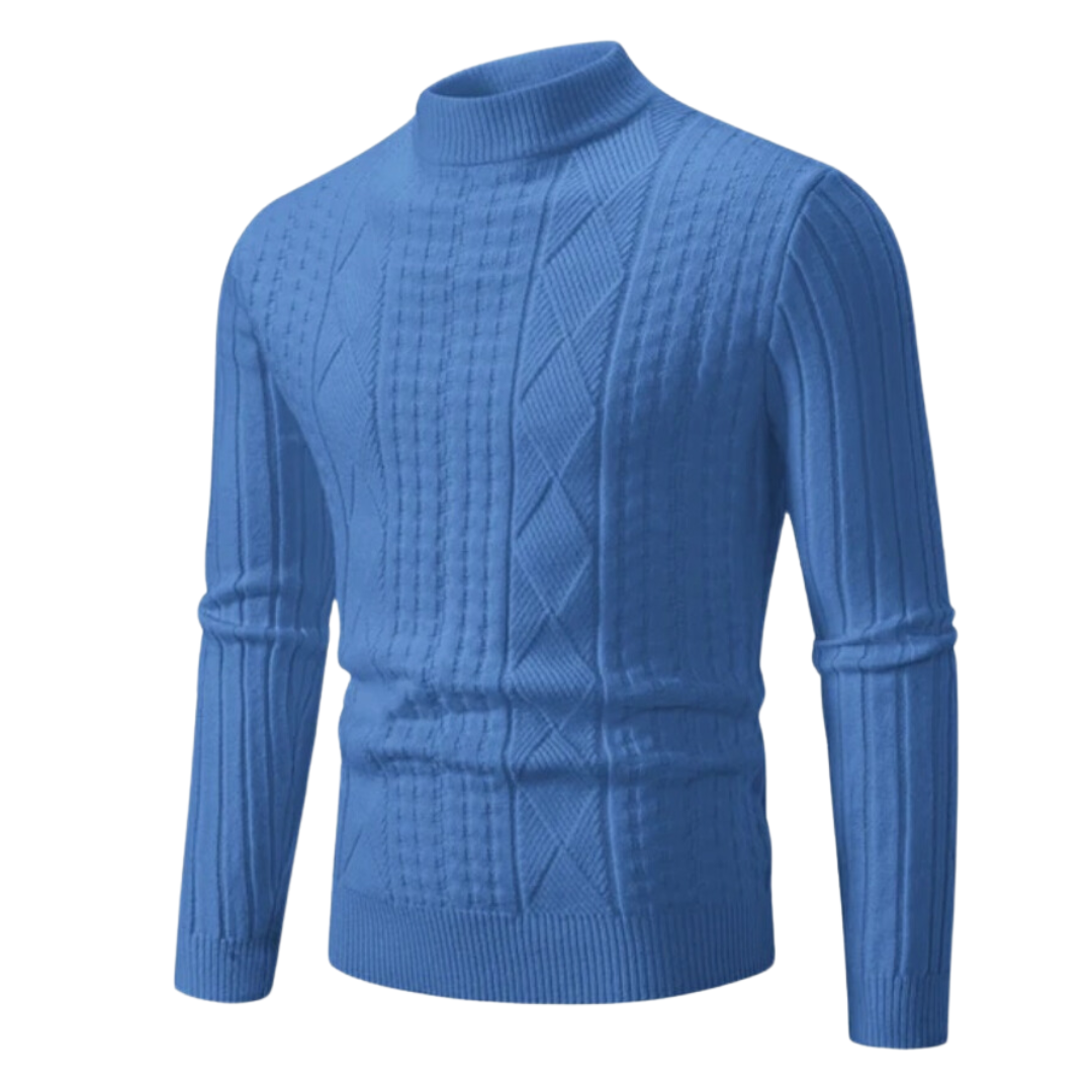 David - Classic Twisted Knit Sweater with High Collar