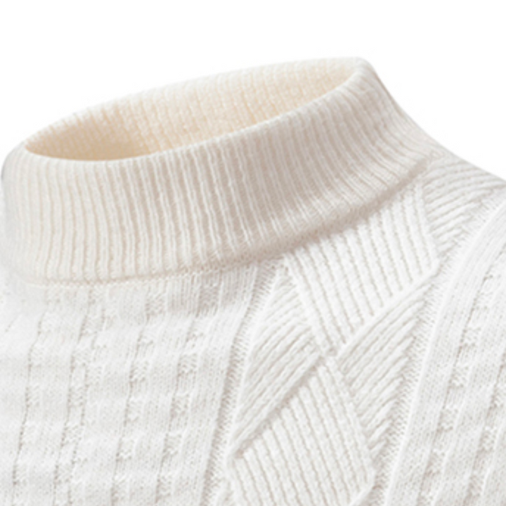 David - Classic Twisted Knit Sweater with High Collar