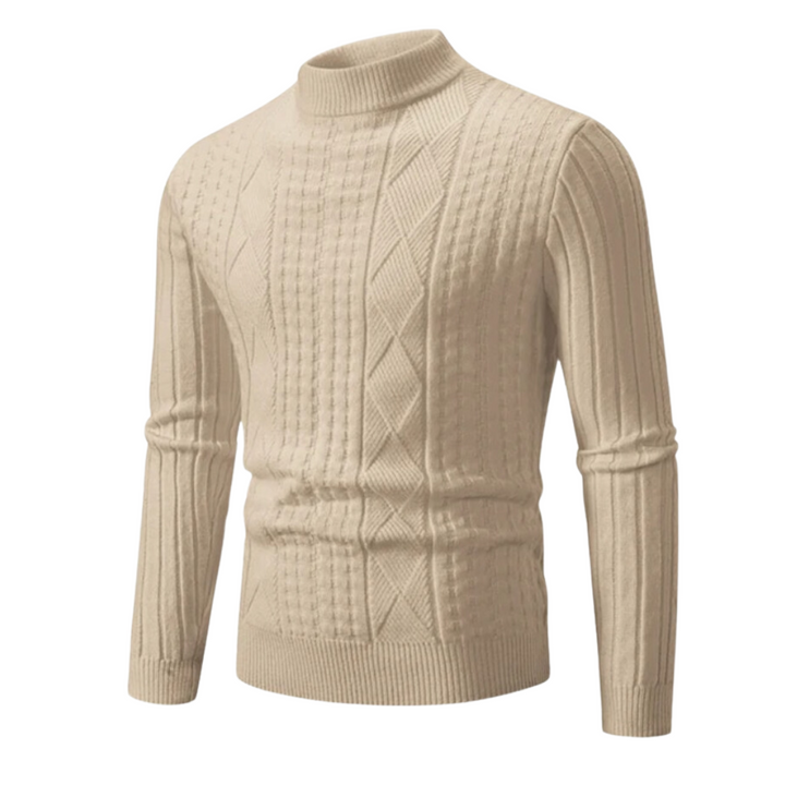 David - Classic Twisted Knit Sweater with High Collar