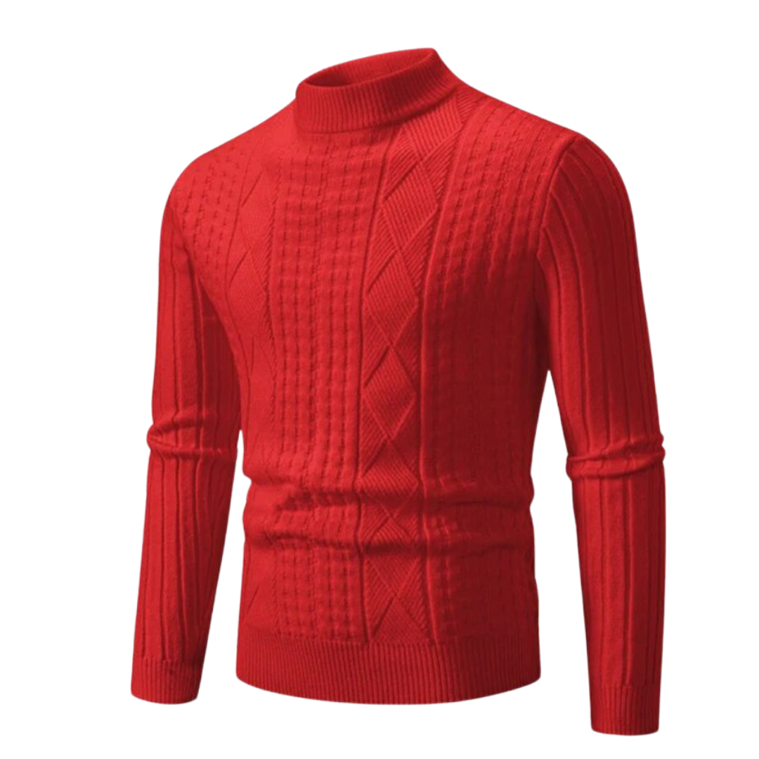 David - Classic Twisted Knit Sweater with High Collar