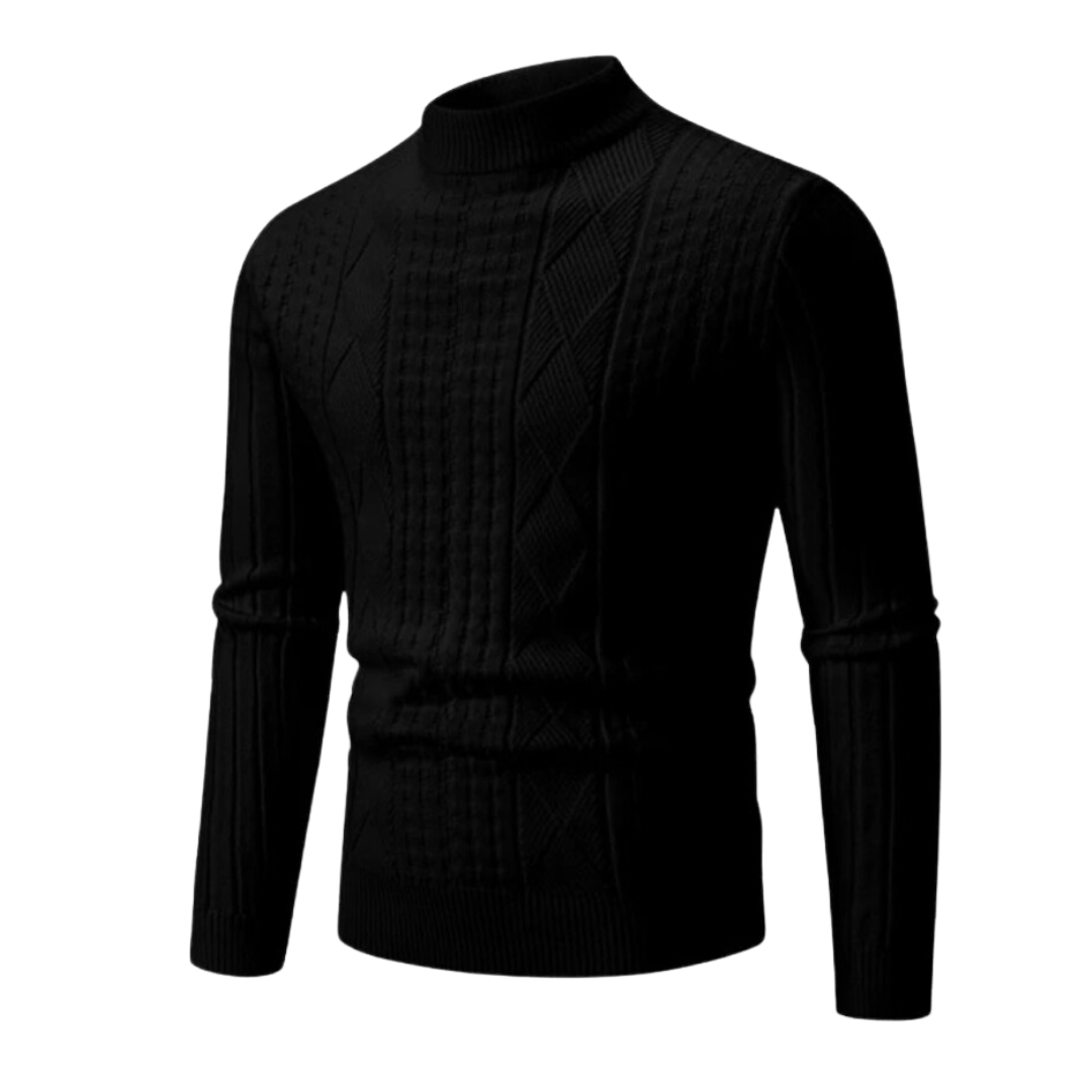 David - Classic Twisted Knit Sweater with High Collar