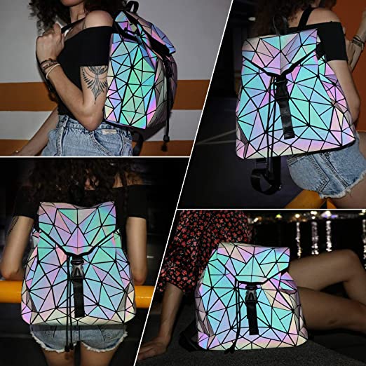 Reflective Color-Changing Women's Geometric Backpack