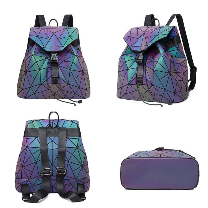Reflective Color-Changing Women's Geometric Backpack