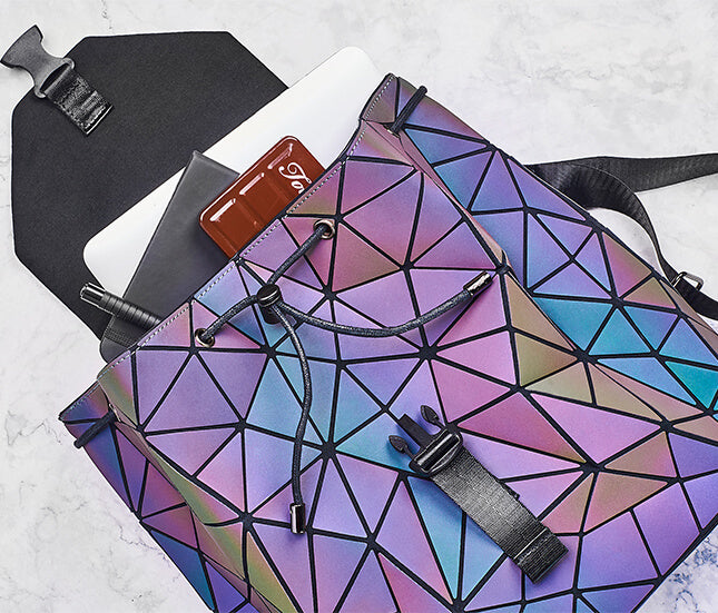 Reflective Color-Changing Women's Geometric Backpack