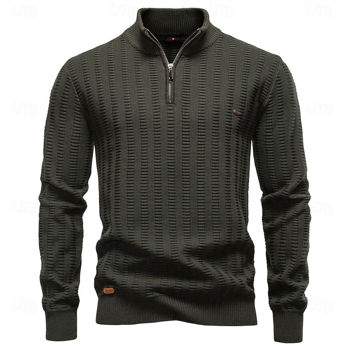 Sheldon Textured Half-Zip Sweater - Elena Harper