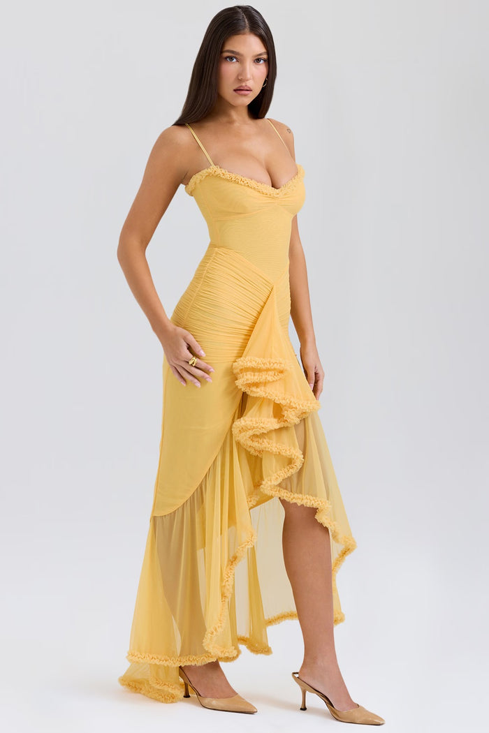 Della Vintage-inspired Ruffle Front Dress - Elena Harper