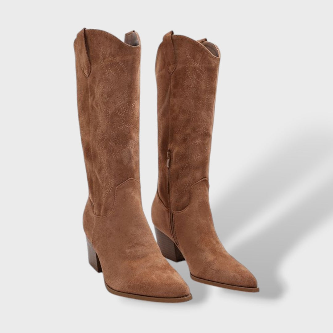 Ladies Cowboy Boots Suede Orthopedic Sole Wide Heel