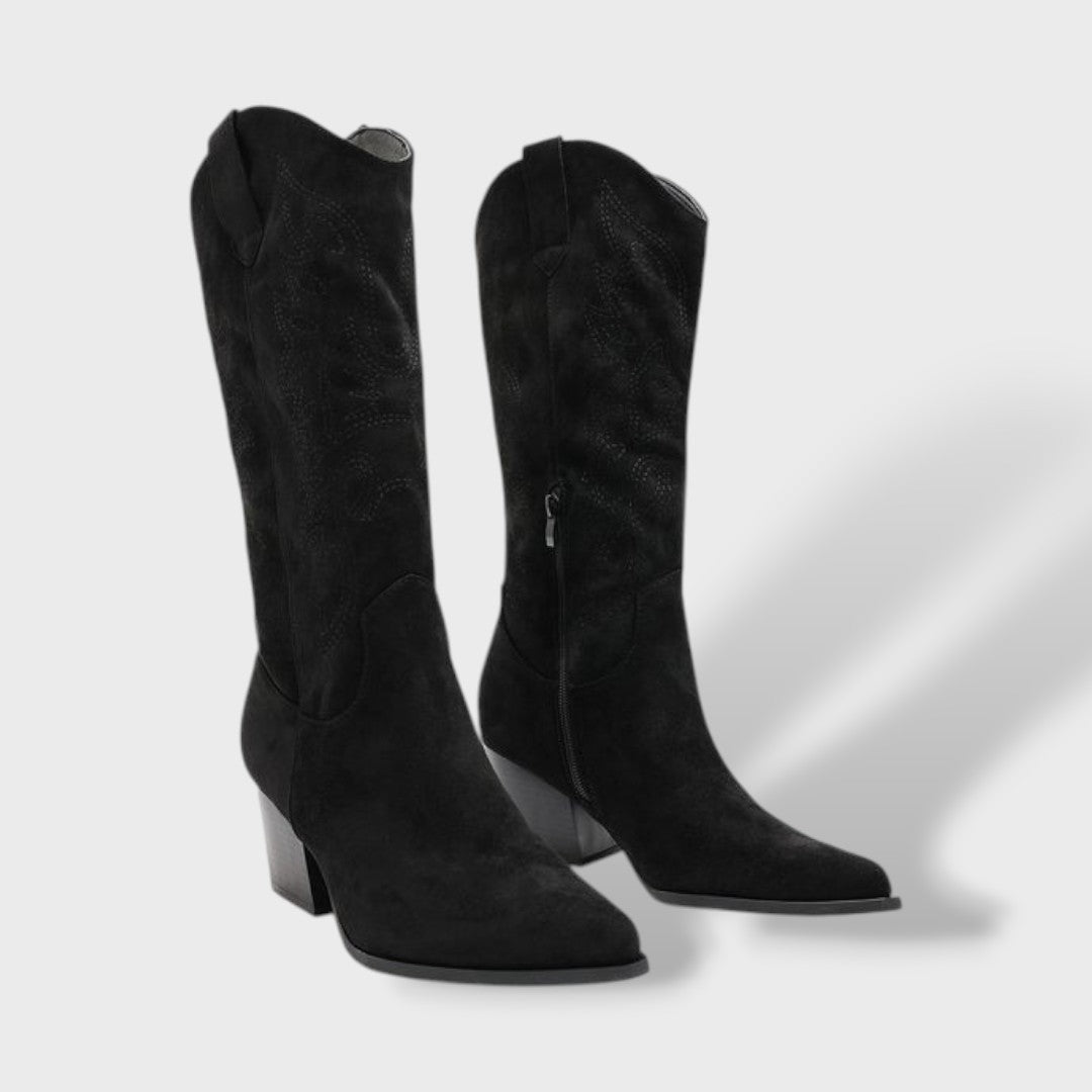 Ladies Cowboy Boots Suede Orthopedic Sole Wide Heel