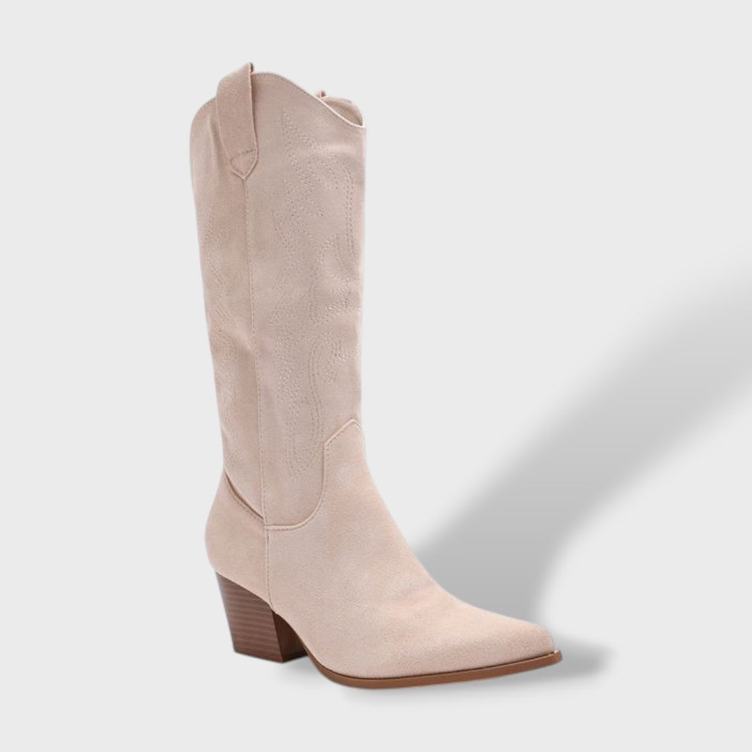 Ladies Cowboy Boots Suede Orthopedic Sole Wide Heel
