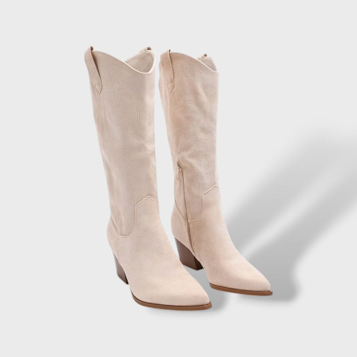 Ladies Cowboy Boots Suede Orthopedic Sole Wide Heel