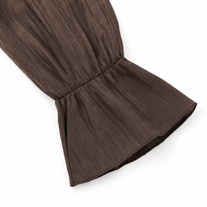 Claudia Stylish and Airy Crinkle Blouse with V-Neck - Elena Harper