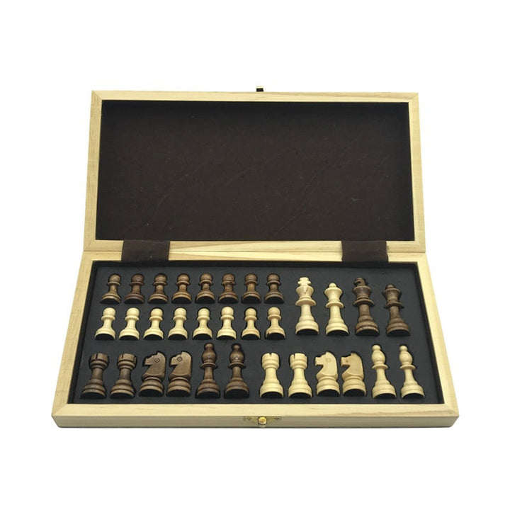 Magnetic Folding Chess Board Solid Wood Portable Chess Set With Checkers