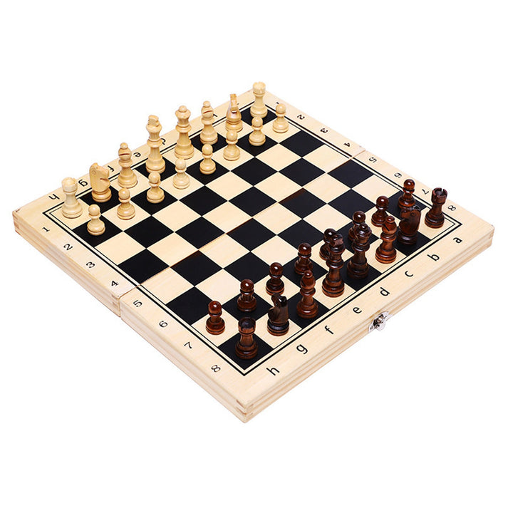 Magnetic Folding Chess Board Solid Wood Portable Chess Set With Checkers