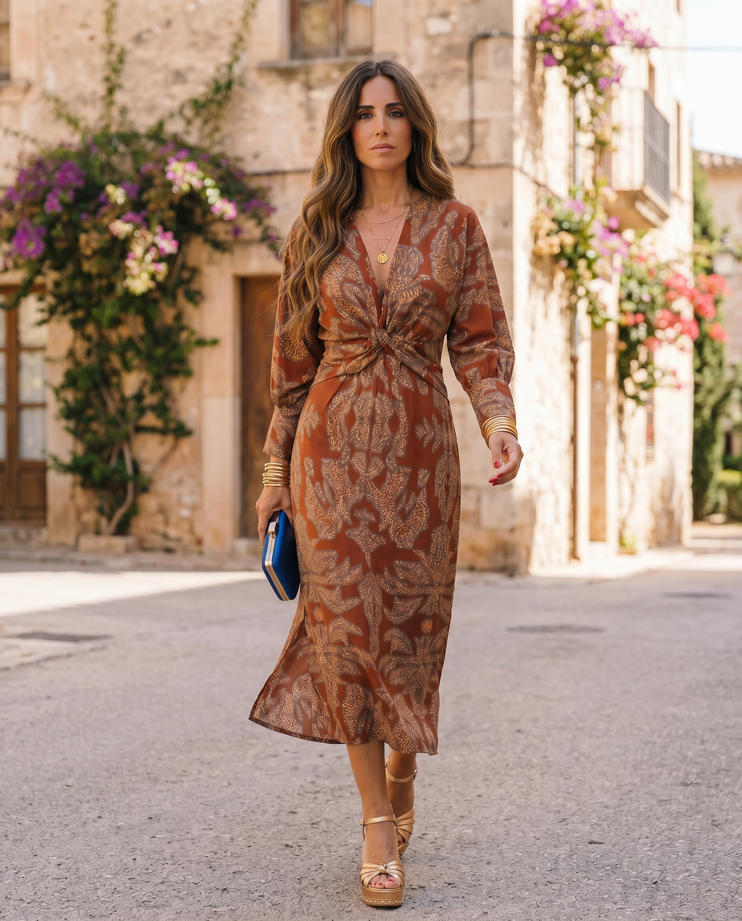 Silvia™ midi dress with floral print by Emma & Rose Cape Town, featuring a stylish, flowing design in a high-resolution fashion photo.