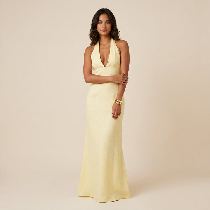 Ladies Gala Dress Halter V-Neck with Open Back