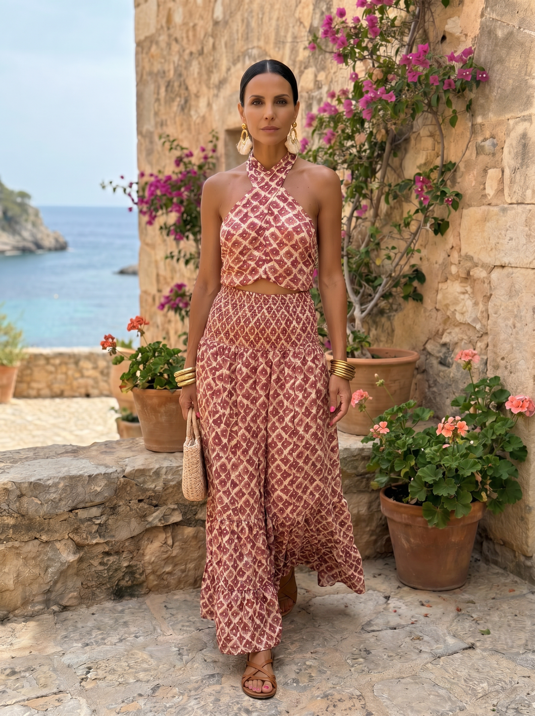 Full-body image of Elsa elegant off-shoulder dress by Emma & Rose Cape Town, showcasing luxurious design and sophisticated style.
