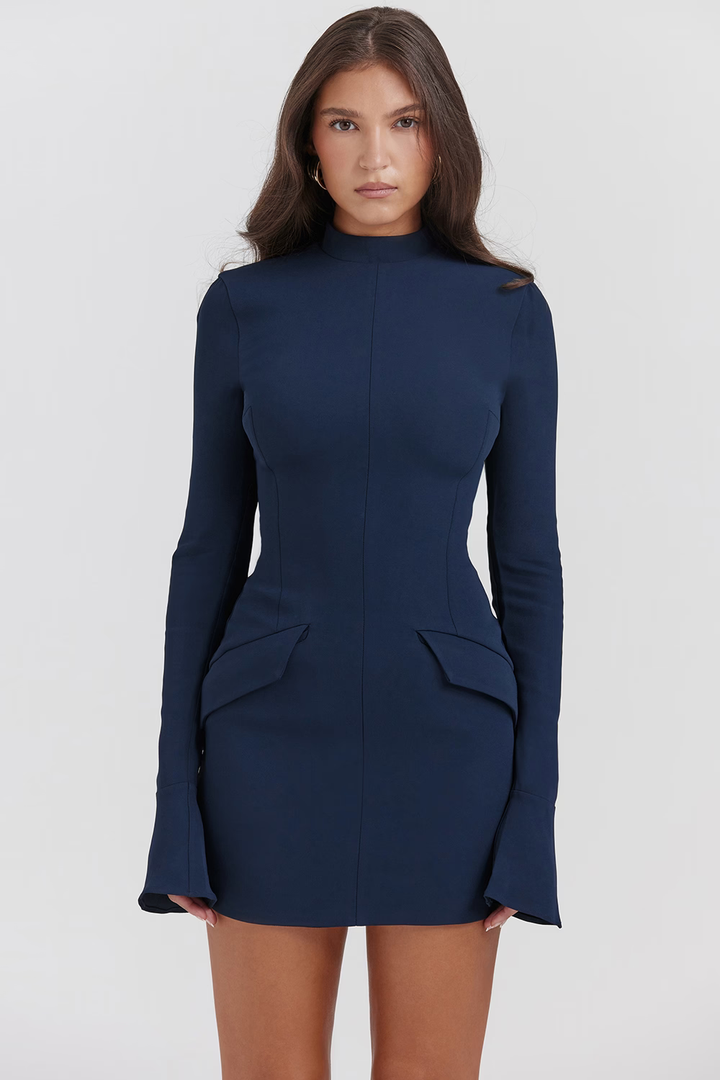 Zevuri Knitted, figure-hugging mini dress with pocket detail - Elena Harper