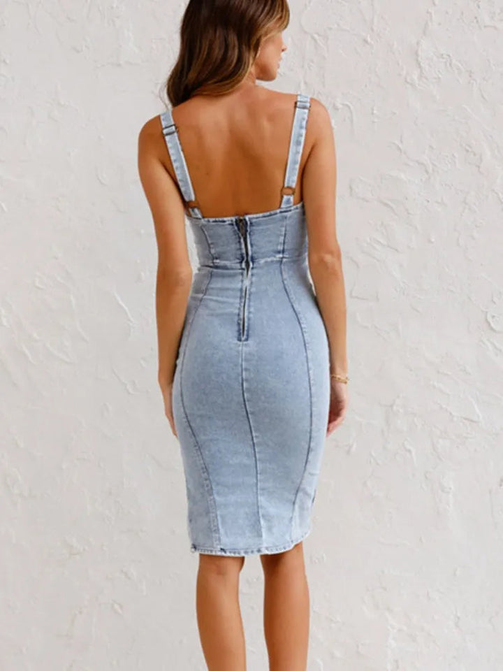 Kyomi – Denim Dress with Adjustable Straps