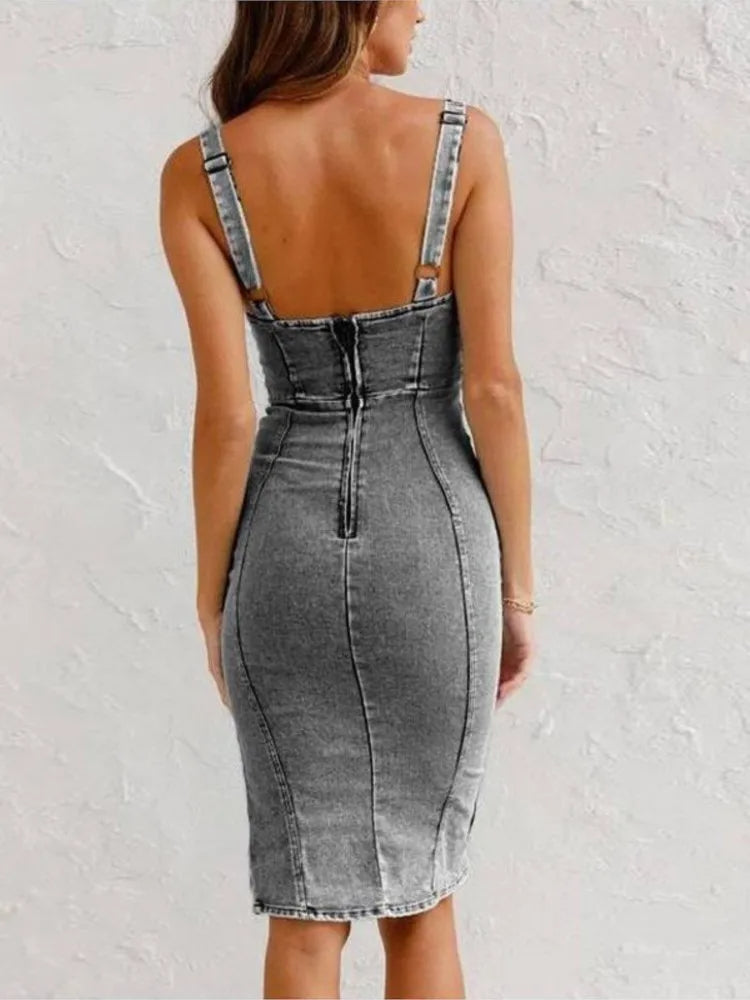 Kyomi – Denim Dress with Adjustable Straps