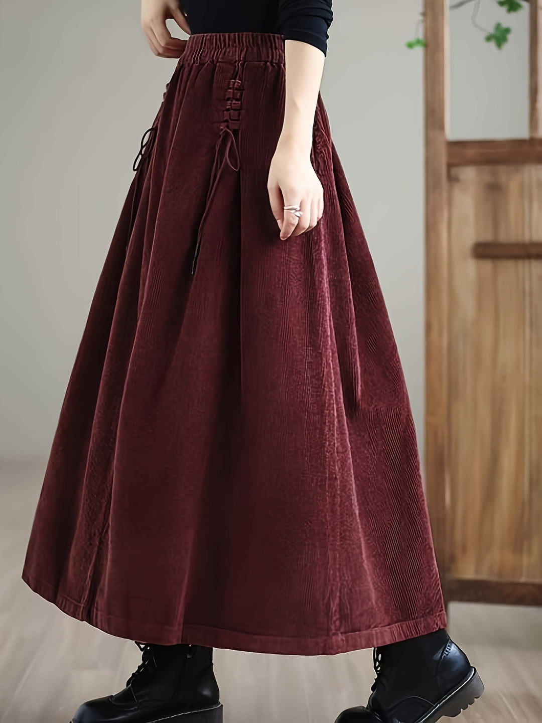 Aquilina Cozy Velvet Skirt, view 9 - Elena Harper