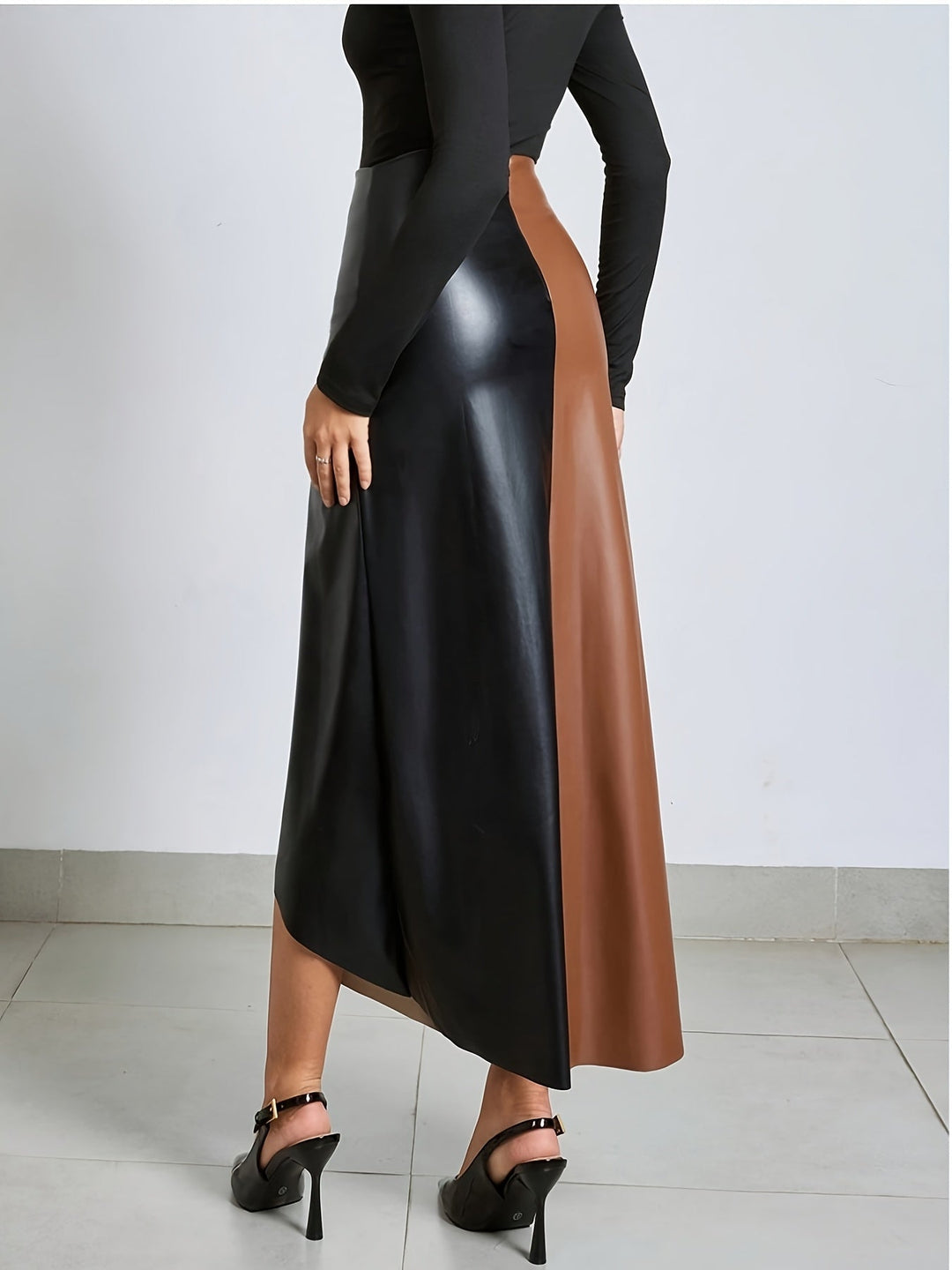 Livia Smooth Leather Skirt, view 2 - Elena Harper