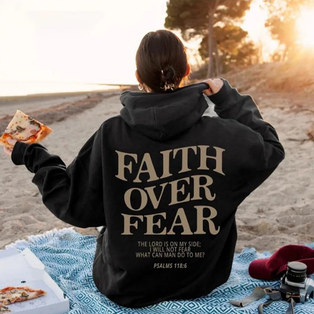 Ladies Hoodie with Text Christian Faith Message, Casual Sweatshirt with Hood - Elena Harper