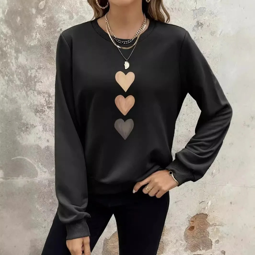 Heart Printed Sweatshirt for Women – Stylish Casual and Comfortable Top