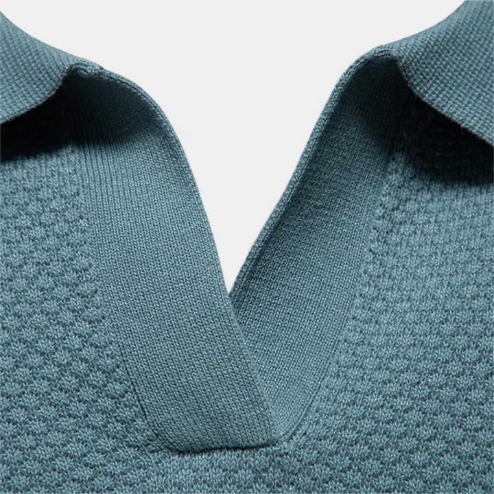 Men'S Open Collar Polo Without Buttons, view 4 - Elena Harper