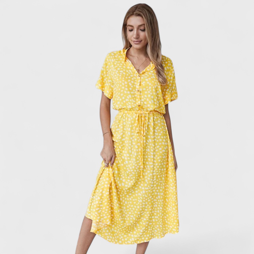 Madelina Elegant Multicolored Summer Dress, view 5 - Elena Harper