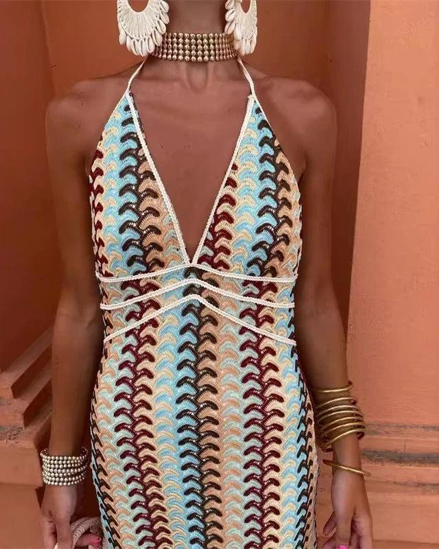 Arlette Boho Crochet Beach Tunic Dress - Elena Harper