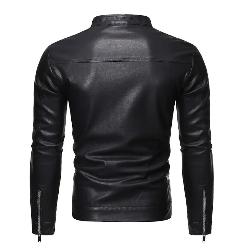 LAURENT MONACO | LEATHER JACKET WITH HIGH COLLAR